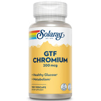 Thumbnail for Solaray GTF Chromium 200mcg - Supports Balanced Metabolism and Energy Levels - Vegan Chromium Supplements - Lab Verified, 60-Day Guarantee - 100 Servings, 100 VegCaps