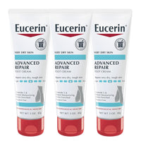 Thumbnail for Eucerin Advanced Repair Foot Cream for Dry Feet and Heels, Repairs Very Dry, Rough Skin, Fragrance Free, Non Greasy, Fast Absorbing, Travel Size Lotion, 3 Oz Tube, Pack of 3