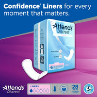 Thumbnail for Attends® Confidence® Discreet Liners (28 Pack) - Adult Disposable Light-Absorbent Bladder Control Pad Liners, 6 in.