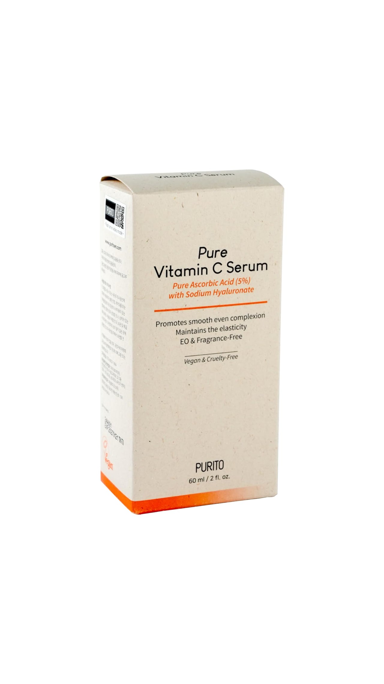 PURITO Pure Vitamin C Serum 60ml / 2.0 fl.oz., Natural Ingredients Serum, Vitamin C, Vegan & Cruelty Free, Hypoallergenic, Calming, Fragrance-free, Korean Skin Care