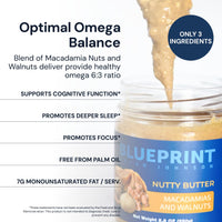 Thumbnail for Blueprint Bryan Johnson Nutty Butter – Chunky Macadamia Nut Butter with Walnut – No Palm Oil, No Added Sugar – Just 3 Ingredient Nut Butter– Keto, Vegan, Paleo – Low Carb Nut Butter Snack – 8.8oz Jar