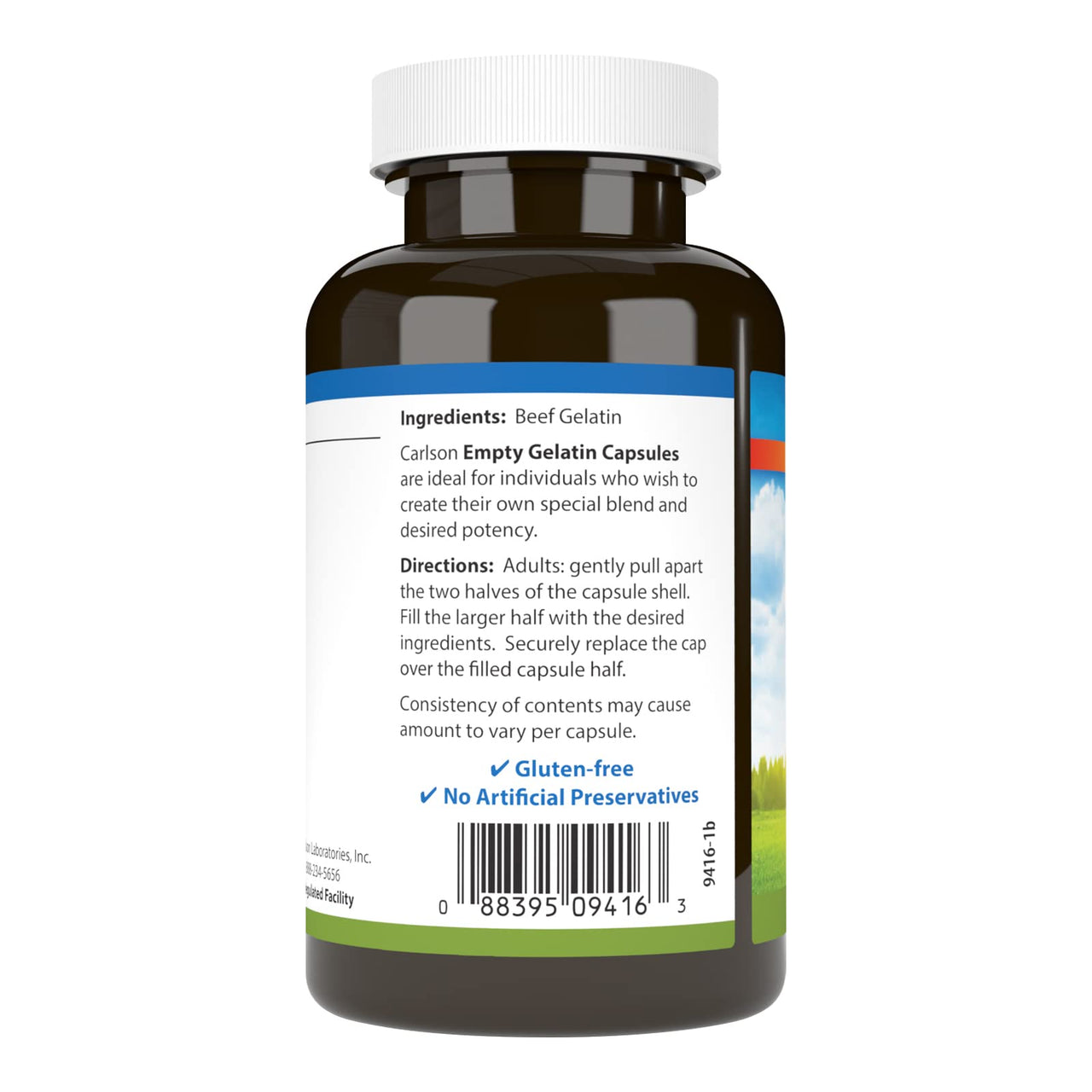 Carlson - Empty Gelatin #2 Capsules, Size #2, Empty Gelatin Capsules, Easy to Separate & Fill, Empty Capsules, Gel Caps, 200 Capsules