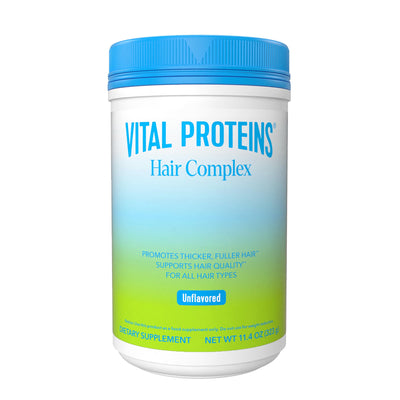 Vital Proteins Collagen Peptides + Biotin 10000mcg Hair Complex, Hair Growth Supplement - Clinically Studied Lustriva to Promote Thicker Fuller Hair, 20g Unflavored Collagen for Women 11.4oz Powder