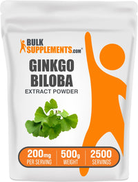 Thumbnail for BulkSupplements.com Ginkgo Biloba Extract Powder - from Ginkgo Biloba Leaf, Antioxidant Source, Herbal Supplement - Gluten Free, 200mg per Serving, 500g (1.1 lbs) (Pack of 1)