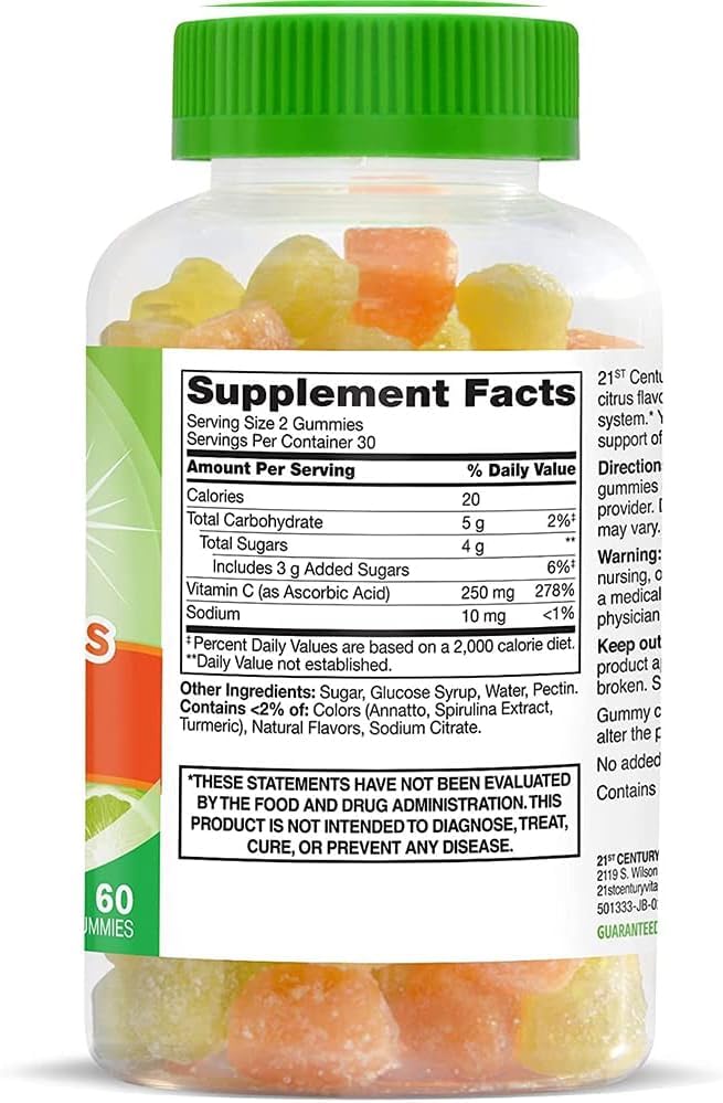 21st Century VitaJoy Daily C 250 mg Gummies, Citrus, 60 Count