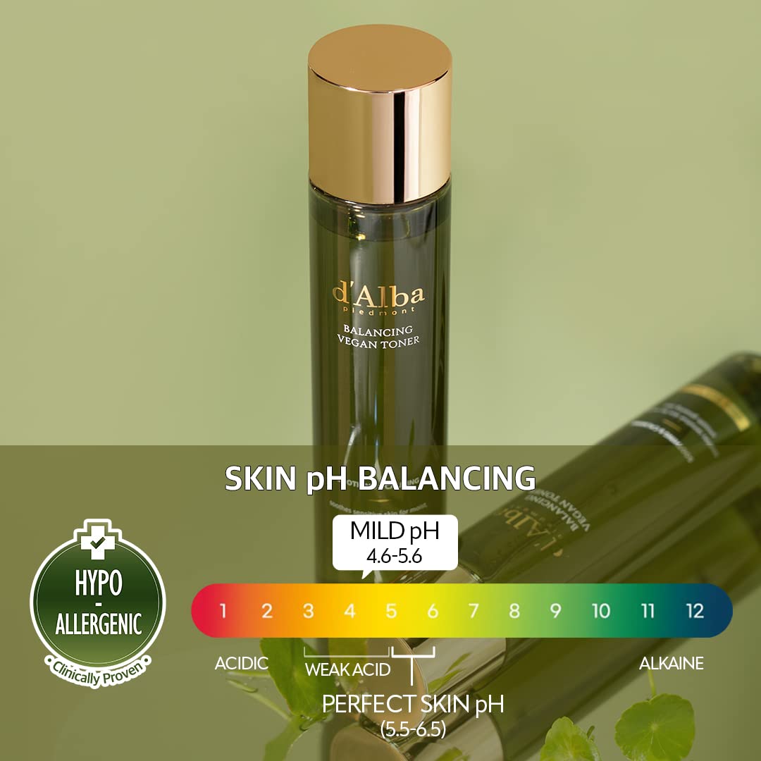 d'alba Piedmont Italian White Truffle Mild Skin Balancing Vegan Toner, Mild pH Formula, Suitable for Sensitive Skin, Lightweight Finish