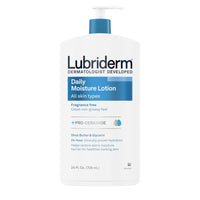 Thumbnail for Lubriderm Fragrance Free Daily Moisture Lotion + Pro-Ceramide, Shea Butter & Glycerin, Face, Hand & Body Lotion for Sensitive Skin, Hydrating Lotion for Healthier-Looking Skin, 24 fl. oz