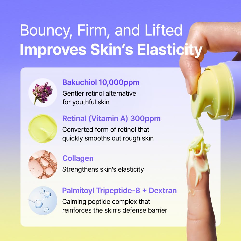 BY WISHTREND Vitamin A-mazing Bakuchiol Night Cream | Retinal, Peptide, Collagen, Ceramide NP, Centella Asiatica, moistfully plump overnight skincare (1.05 Oz (Pack of 1))