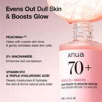 Thumbnail for Anua Peach 70 Niacinamide Serum, Daily Glow Serum For Face, Skin Tone & Dullness Care with Vitamin B12, Lightweight, Hydrating For Glass Skin Effect, Korean Skin Care, 1.01 fl.oz