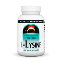 Thumbnail for Source Naturals L-Lysine Free Form, 1,000 mg - Amino Acid Supplement Supports Energy & Formation of Collagen* - 50 Tablets