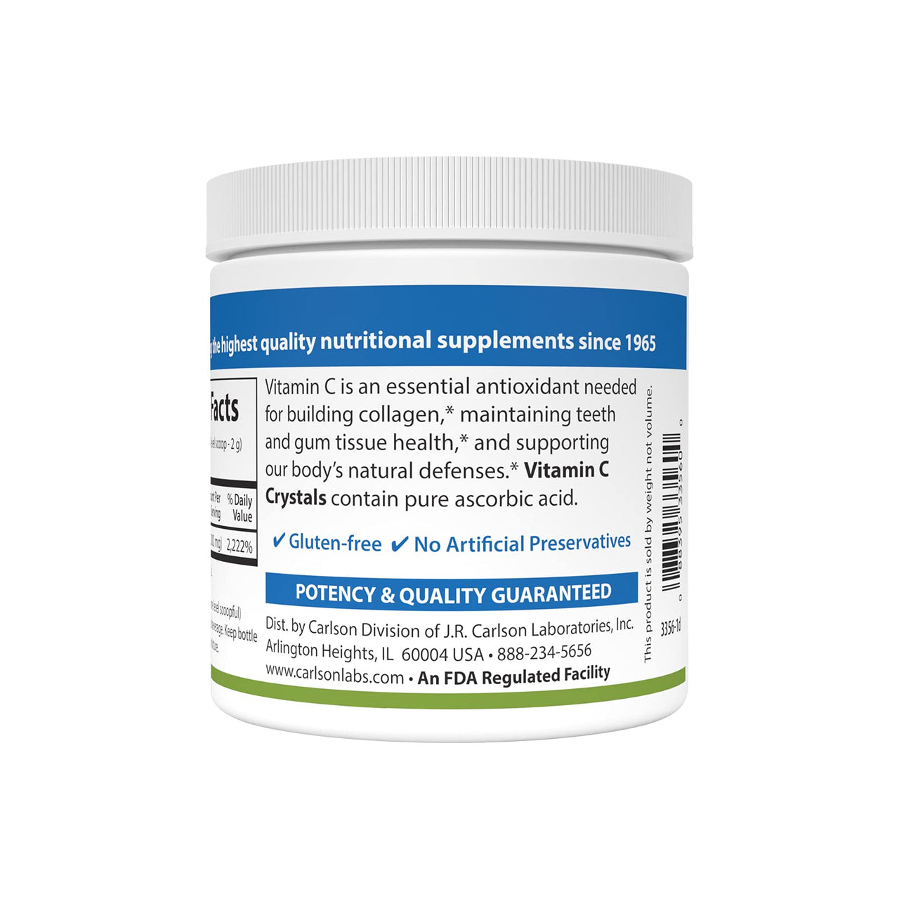 Carlson Labs Non GMO Vitamin C Crystals, 6 Ounce