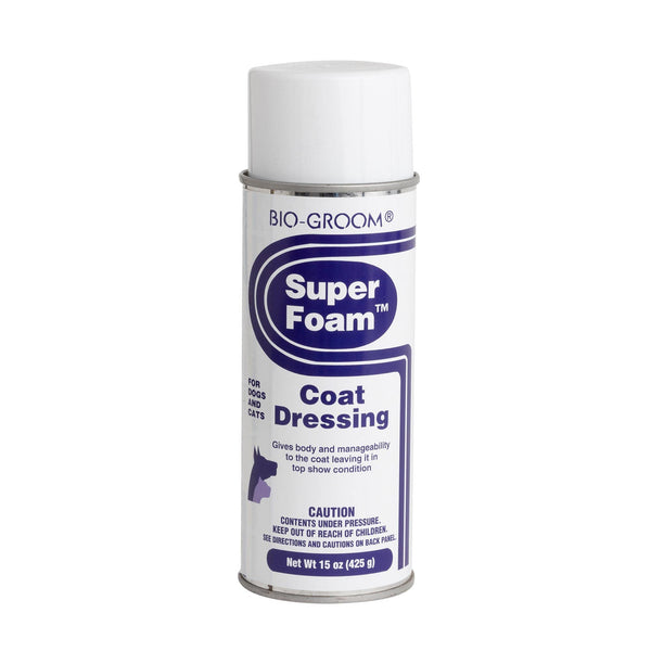 Bio-Groom Super Foam Coat Dressing - Dog Detangler Spray for Dematting, Texturizes, Prevents Dryness, Non-Oily, Cruelty-Free, Made in USA, Lanolin Dog Grooming Products - 15 oz 1-Pack