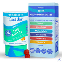 Thumbnail for FIRST DAY Vitamins for Teens - Teen Multi Vitamins for Girls & Boys 12-17, Organic Fruit & Veggie Blend - 12 Key Nutrients: Vitamins A, B1, B2, B6, B9, B12, C, D3, E, K2-30 Day Supply