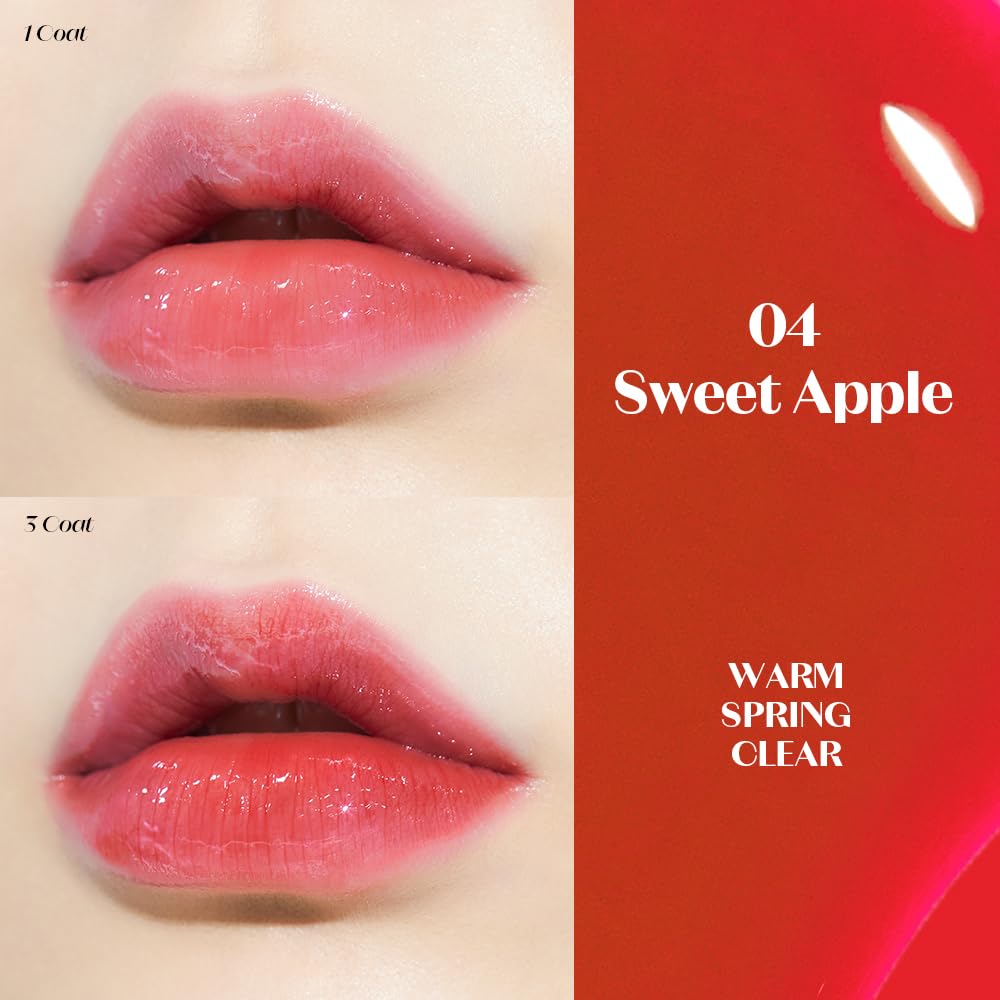 ETUDE Dear Darling Oil Tint #4 Sweet Apple 4g | High Moisturizing and Strong Hydrating Lip Oil/Lip Gloss | Smooth and Moist Lips | Non-Sticky Lip Oil Tint For Dry Lips | K-beauty