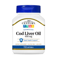 Thumbnail for 21st Century Norwegian Cod Liver Oil, 400 mg, 110 Softgels