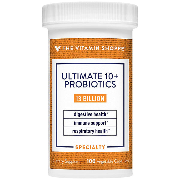 The Vitamin Shoppe Brand Ultimate 10+ Probiotics 13 Billion CFUs, Digestive & Immune Support, Multi-Strain Probiotic Supplement for Men & Women, Gluten Free, Non GMO, Vegetarian, 100 Capsules