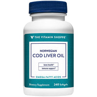 Thumbnail for The Vitamin Shoppe Norwegian Cod Liver Oil, Natural Rich Source of Vitamins A & D, Natural Source of Omega-3s, Supports Heart & Brain Health (240 Softgels)