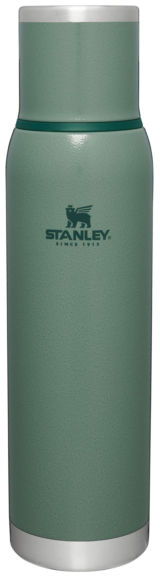 Stanley Adventure-To-Go Vacuum Bottle 1.4 qt Wide Mouth with Leakproof Cup Lid Keep Drinks Hot or Cold Packable for Travel Insulated Stainless Steel Thermal Bottle BPA-Free Hammertone Green