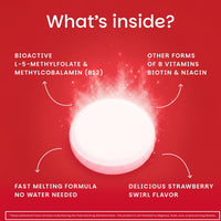 Thumbnail for EZ Melts Dissolvable B-Complex - Vitamin B Complex - Provides Energy Metabolism & Heart Health Support - with Methylated B12 & Folate - Non-GMO & Vegan - Strawberry Swirl - 60 Tablets (60 Servings)