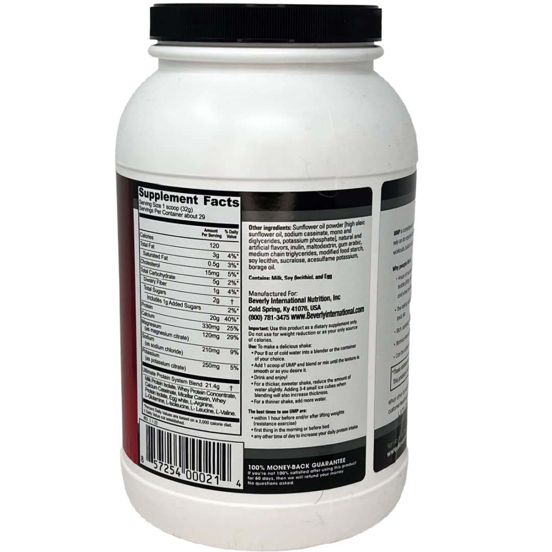 Beverly International Ump Protein Powder, Vanilla. Unique Whey-Casein Ratio Builds Lean Muscle. Easy To Digest. No Bloat. (32.8 Oz) 2Lb .8 Oz