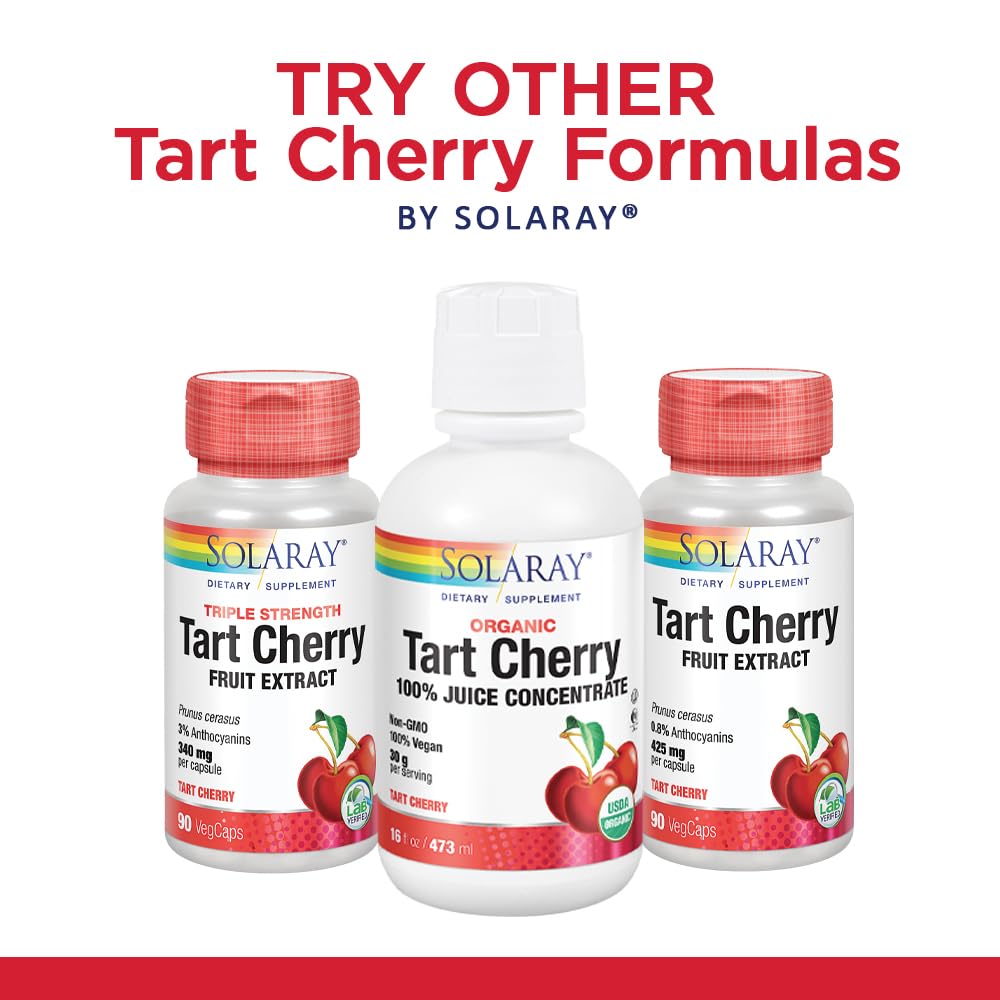 SOLARAY Tart Cherry and Celery Seed - Tart Cherry Celery Seed Extract Capsules 620 mg, Supplement for Men & Women, Natural Herbal Support for Adults, Vegan - 60 Veg Caps