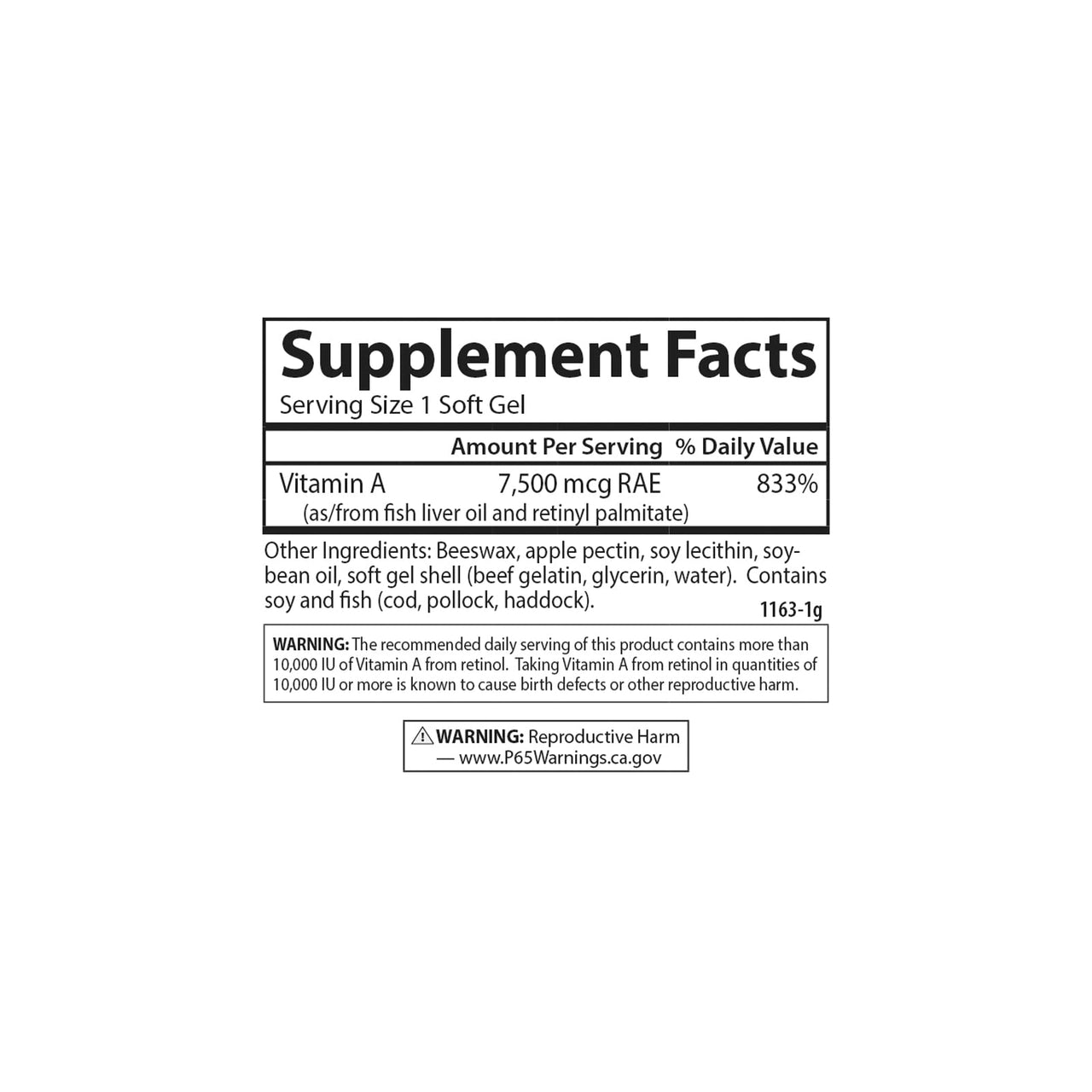 Carlson - Vitamin A, 25000 IU (7500 mcg RAE) with Pectin, Vision Health, Helps Night Vision, Skin Health, 300 Softgels