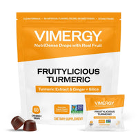 Thumbnail for Vimergy NutriDense Fruitylicious Turmeric + Ginger Chewables (300mg Turmeric Extract, 22mg Silica, 10mg Ginger per Serving) Vegan, No Artificial Sweeteners, Mobility Support, 30 Servings (60 Count)