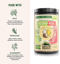 Thumbnail for Earth Fed Muscle Superfoods Blend Reds & Greens Powder, PiÃ±a Colada Flavor, Juice & Smoothie Mix with Organic Kale, Spirulina, Wheat Grass - Detox & Cleanse, No Added Sugar - Non-GMO - 30 Servings