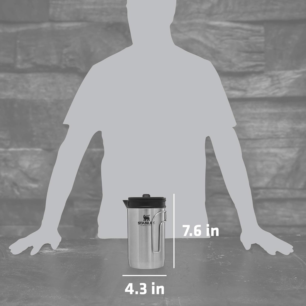 STANLEY All In One French Press Coffee Maker 32 oz | 5 Minute Brew, 4 Hours Hot | Mesh Filter for Coffee Grounds | Insulated Stainless Steel French Press | BPA-Free | Stainless Steel Shale