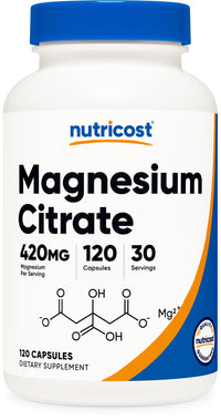 Thumbnail for Nutricost Magnesium Citrate 420mg, 120 Veggie Capsules - 30 Servings, Gluten Free, Non-GMO Supplement