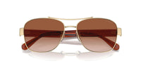 Thumbnail for COACH Women's HC7161 Aviator Sunglasses, Shiny Light Gold/Brown Gradient, 56 mm