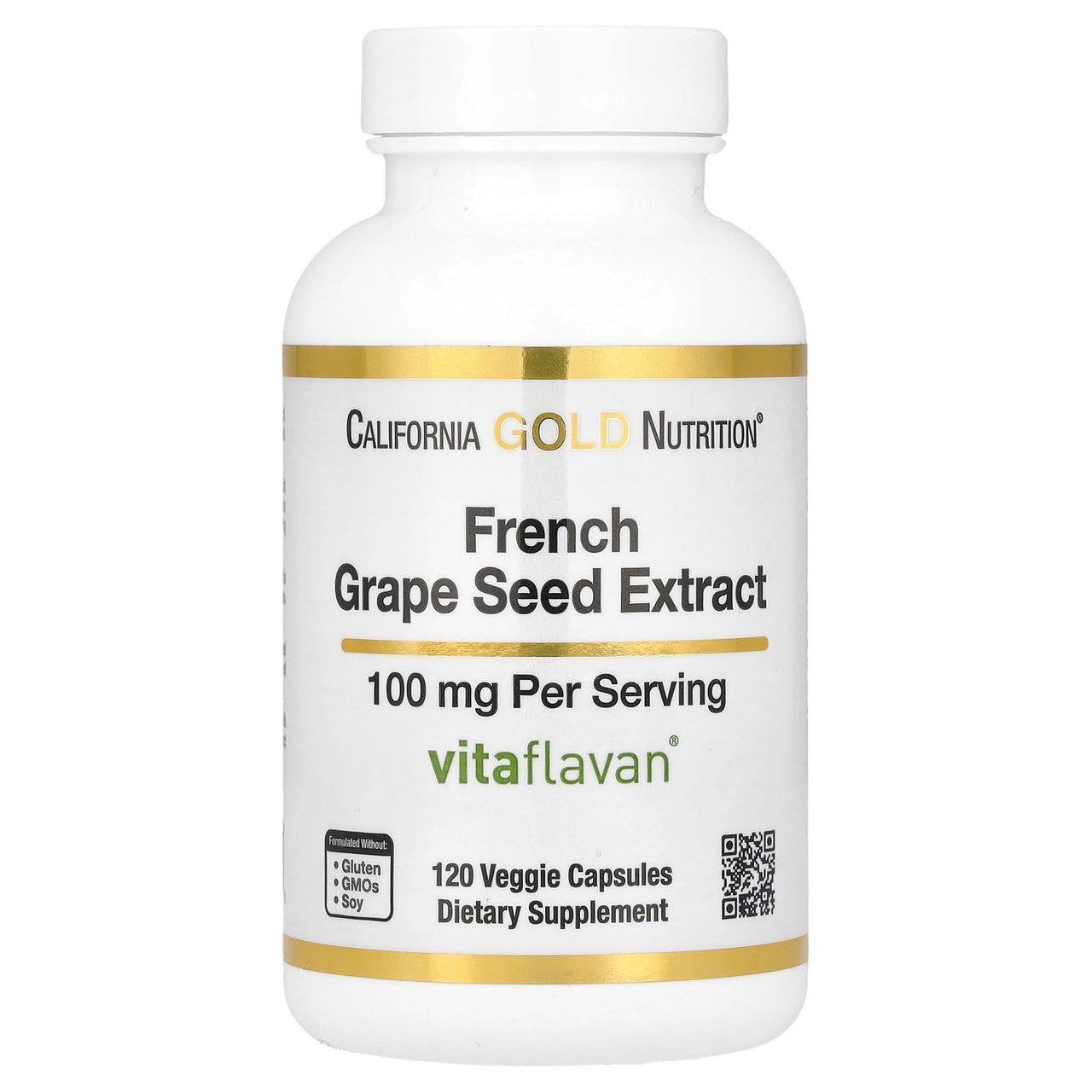 California Gold Nutrition French Grape Seed Extract, Vitaflavan®, 100 mg, 120 Veggie Capsules