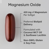 Thumbnail for Sports Research® Magnesium Oxide 420mg with Coconut MCT Oil - Magnesium Supplement for Muscle, Nerve, and Bone Support* - Gluten-Free, Non-GMO - 90 Softgels