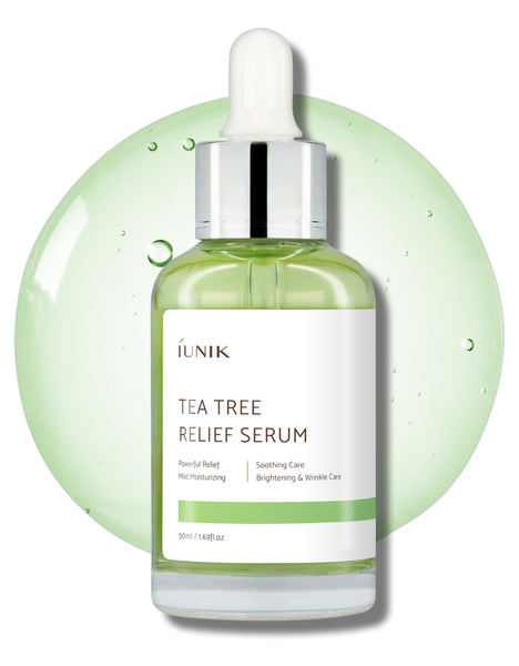 IUNIK Tea Tree 67% Relief Vegan Facial Serum - Non-Sticky | Clear & Balanced Skin w/Centella Asiatica 19% for Soothing Calming Irritated & Acne-prone Skin Ampoule Korean Skincare