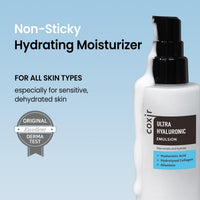 Thumbnail for coxir ULTRA HYALURONIC EMULSION lLong-lasting Hydration Facial Moisturizer for Sensitive,Dry, Dehydrated Skin l Lightweight texture with Hyaluronic Acid, Collagen, korean skincare[3.38 fl.oz]
