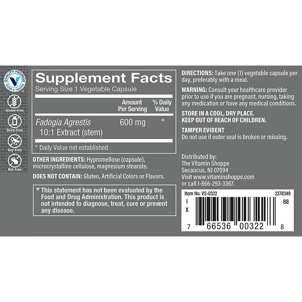 Fadogia Agrestis a" 10:1 Extract a" Men's Health Support (60 Vegetable Capsules)