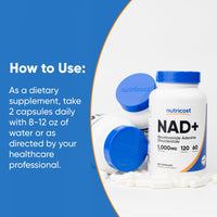 Thumbnail for Nutricost NAD+ Supplement 1,000mg per Serving,120 Capsules (Nicotinamide Adenine Dinucleotide) - 60 Servings, Gluten-Free, Vegan