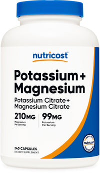 Thumbnail for Nutricost Potassium (99 mg) Magnesium (210 mg) Citrates, 240 Capsules - Non-GMO, Gluten Free