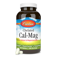 Thumbnail for Carlson - Chelated Cal-Mag, 2:1 Calcium to Magnesium Ratio, Bone Support, Muscle Function & Energy Production, 180 Tablets