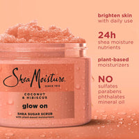 Thumbnail for SheaMoisture Shea Sugar Body Scrub For Glowing Radiance Coconut Hibiscus Glowing Radiance Body Scrub With 24h Shea Moisture Nutrients 12 oz