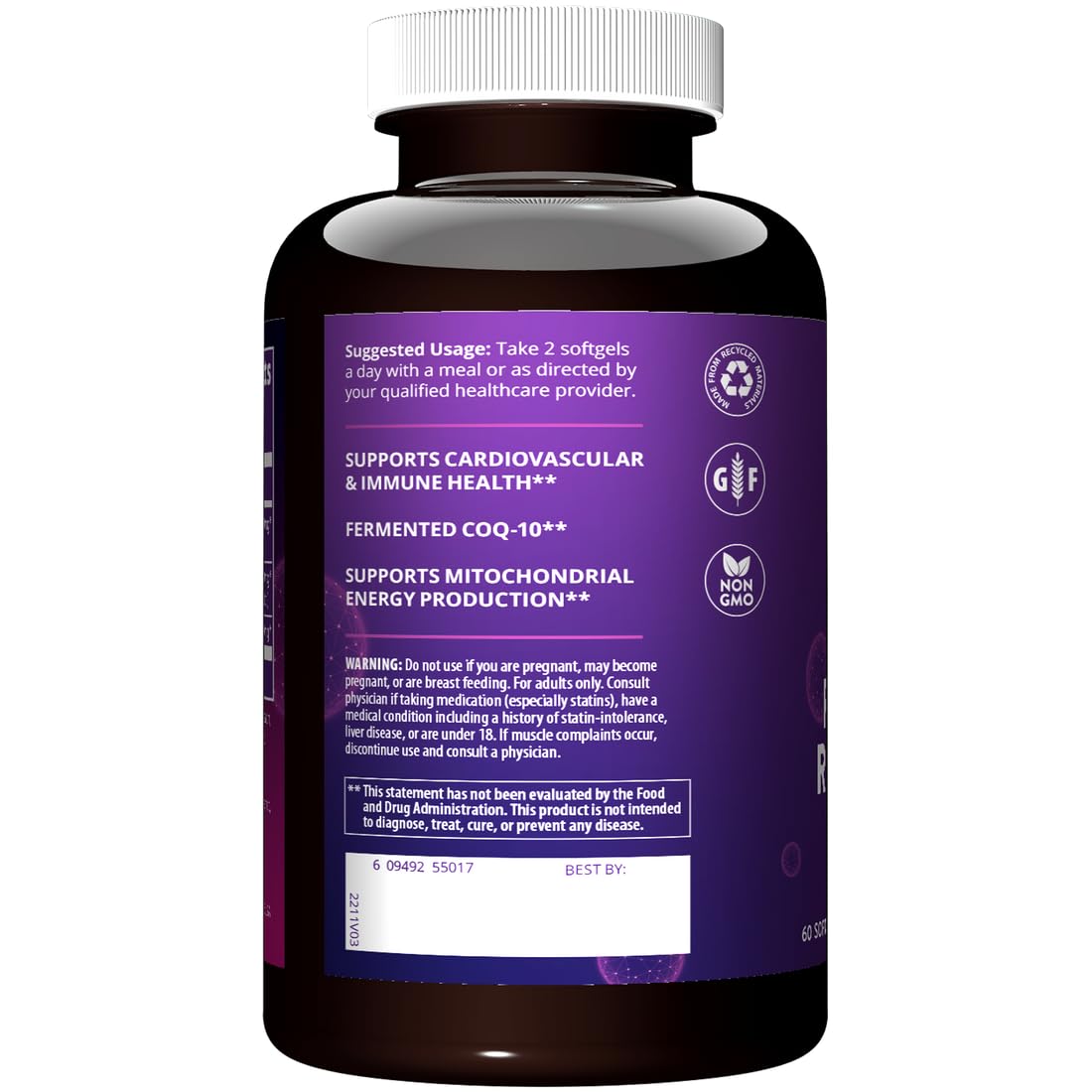 MRM Nutrition CoQ‑10 Resveratrol Red Yeast Rice - Fermented CoQ-10, Trans‑Resveratrol & Red Yeast Rice, Natural Cardiovascular & Antioxidant Support for Women & Men, Gluten‑Free - 30 Servings