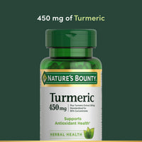 Thumbnail for Nature's Bounty Turmeric Capsules, Herbal Supplement with Plant-Based Antioxidants, 450 Mg, 60 Ct