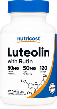 Thumbnail for Nutricost Luteolin with Rutin Complex 100mg (50mg Luteolin, 50mg Rutin) 120 Capsules - Vegetarian, Non-GMO, Gluten Free