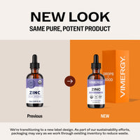 Thumbnail for VIMERGY USDA Organic Zinc Supplements for Women & Men (7.5mg Liquid Zinc Per Serving) Fast-Absorbing Immune Support, Promotes Healthy Bones & Skin, Vegan (55 mL)