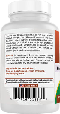 Thumbnail for Best Naturals Pumpkin Seed Oil Bladder Control 1000 mg 180 Softgels