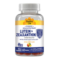 Thumbnail for Country Life Lutein Gummies with Lutemax 2020, 60 Ct, Chewable Natural Eye Support Supplement, Marigold Lutein, Zeaxanthin, Eye Health & Macular Support, Non-GMO, Natural Fruit Pectin, Vegan