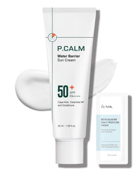 Thumbnail for P.CALM Water Barrier Moisturizing Sun Cream Matte-Finish No White Cast SPF 50+ PA++++ Vegan Calming Moisture Daily Sunscreen for Dry Oily Sensitive Skin Korean Skincare