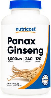 Thumbnail for Nutricost Panax Ginseng 1000mg, 240 Capsules - Non GMO, Gluten Free, 120 Servings