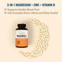 Thumbnail for Live Conscious Magwell Magnesium Zinc & Vitamin D3 - Magnesium Glycinate, Malate, & Citrate - Triple Supplement for Women & Men - for Sleep, Bone, Heart, Immune Support - 120 Caps