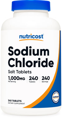 Thumbnail for Nutricost Sodium Chloride 1000mg, 240 Tablets - Salt Tablets, Non-GMO, Gluten Free